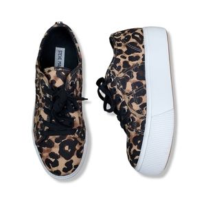STEVE MADDEN Emmi Leopard Tan Platform Sneakers Size 7.5